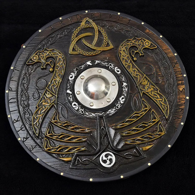 Custom Viking Shield & Axe Set Handmade Viking Round Shield Viking Axe