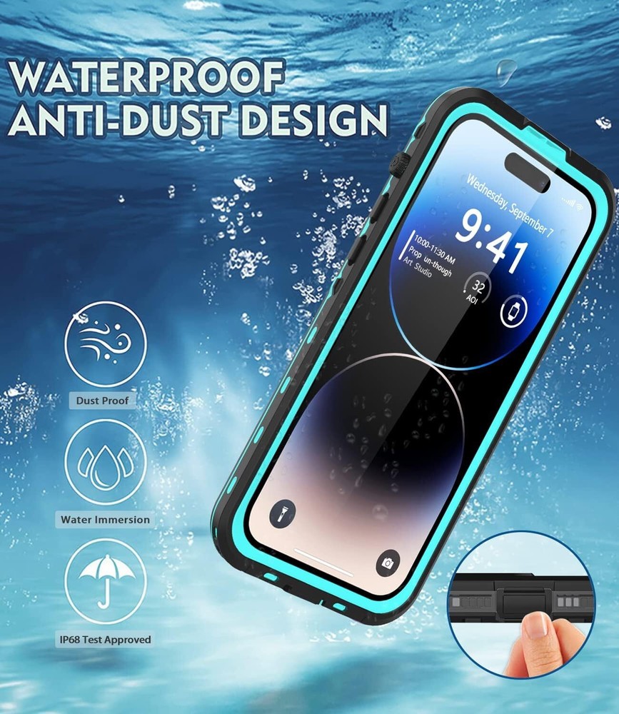 For iPhone 14 15 Pro Max / Plus Waterproof Case MagSafe Cover Screen Protector