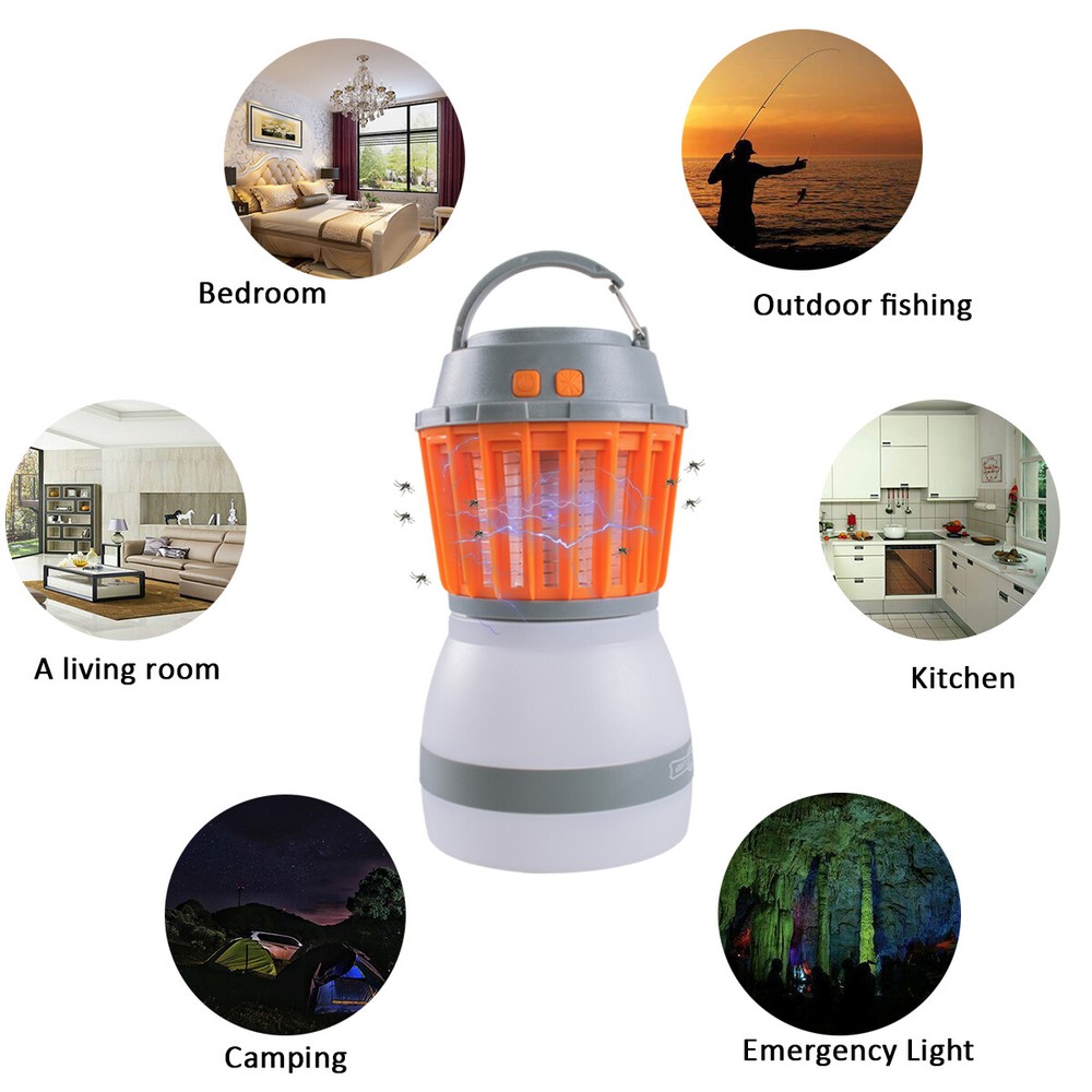 Portable LED Camping Lantern and Mosquito Killer USB Rechargeable+Solar Panel