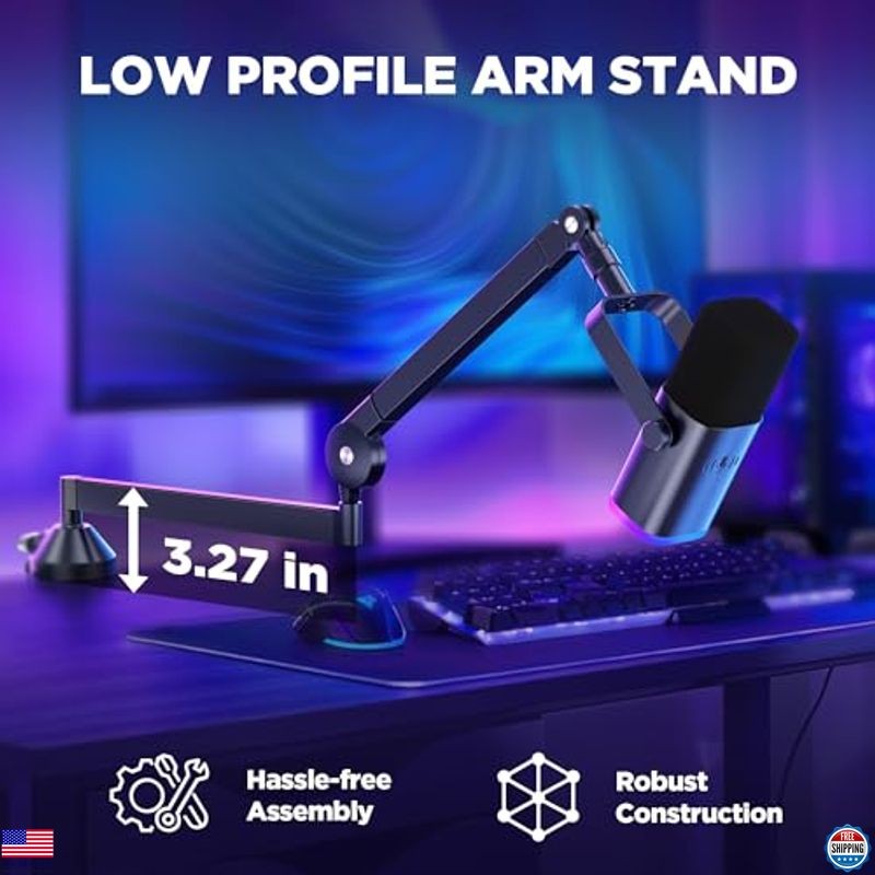 InnoGear Adjustable Microphone Boom Arm - 360° Rotatable Mic Stand for Mics
