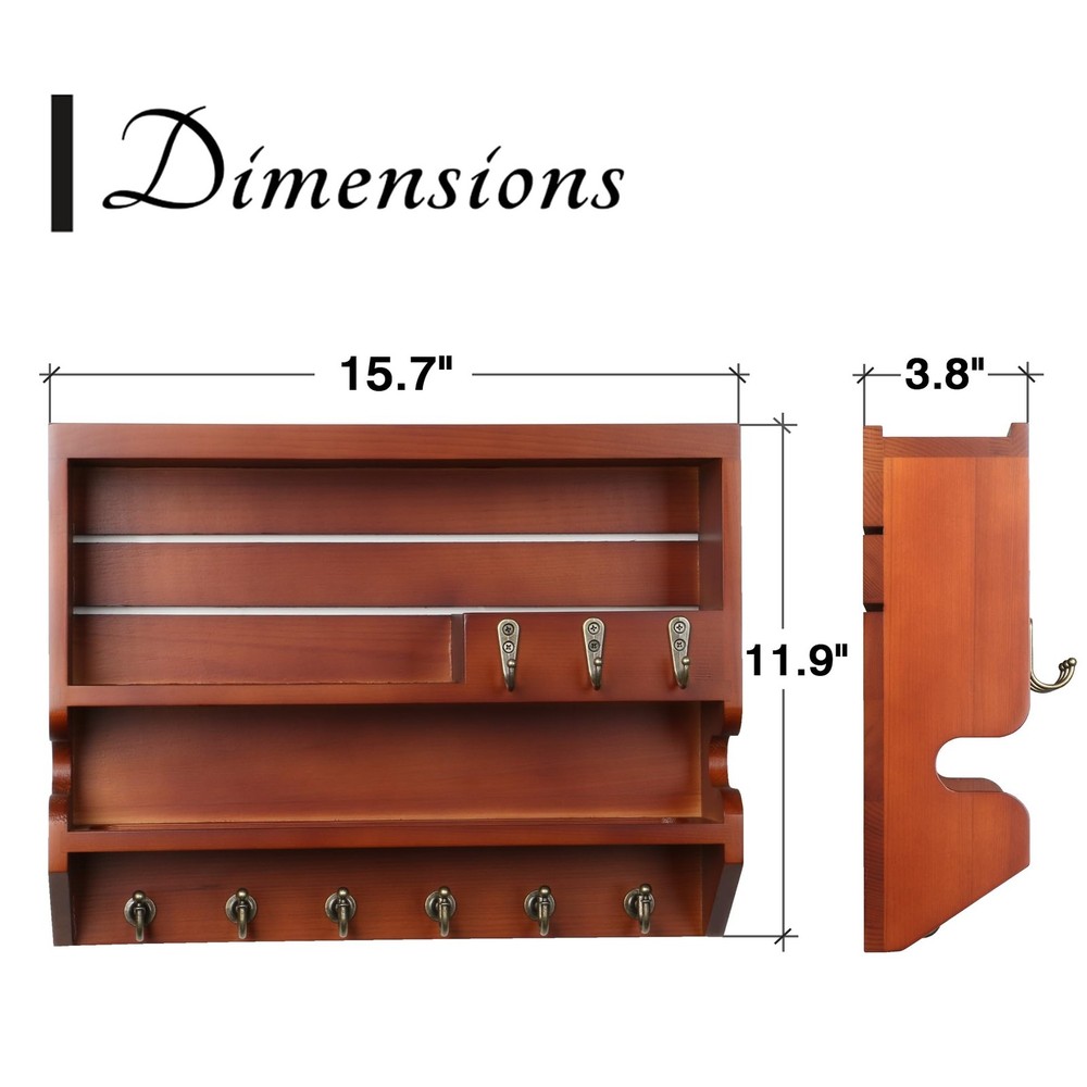 Handcrafted Solid Pine Wood Key Holder for Wall - Artisan Hand-Sprayed Organi...