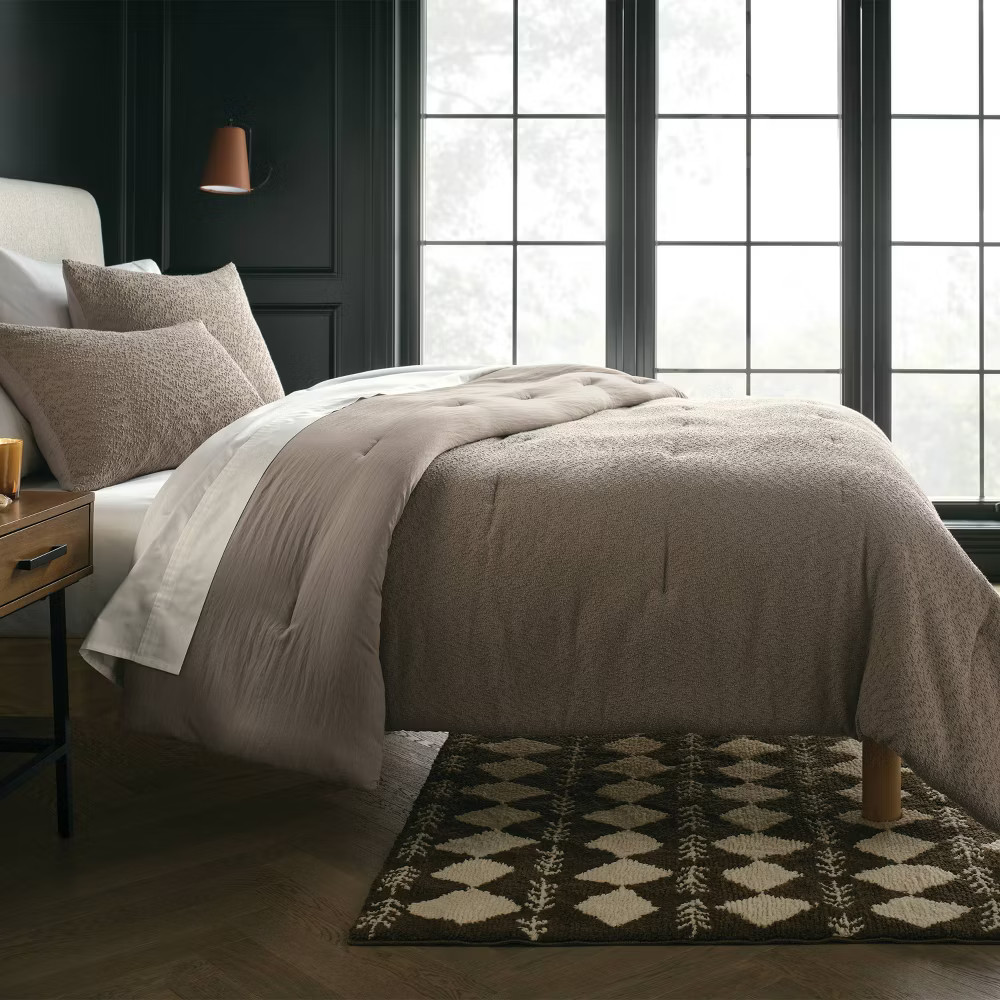 Full/Queen Boucle Comforter Set Brown - Threshold