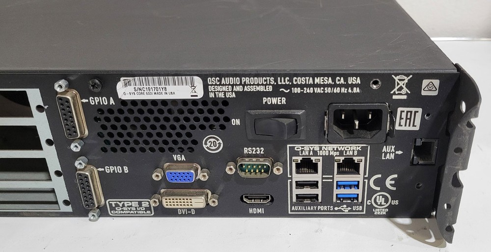 QSC Q-SYS Core 500i Integrated System Processor **No Cards AS-IS**
