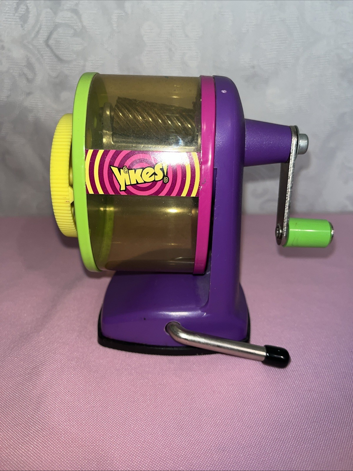 VINTAGE 90’s Nickelodeon Yikes! Neon Desktop Manual Crank Pencil Sharpener