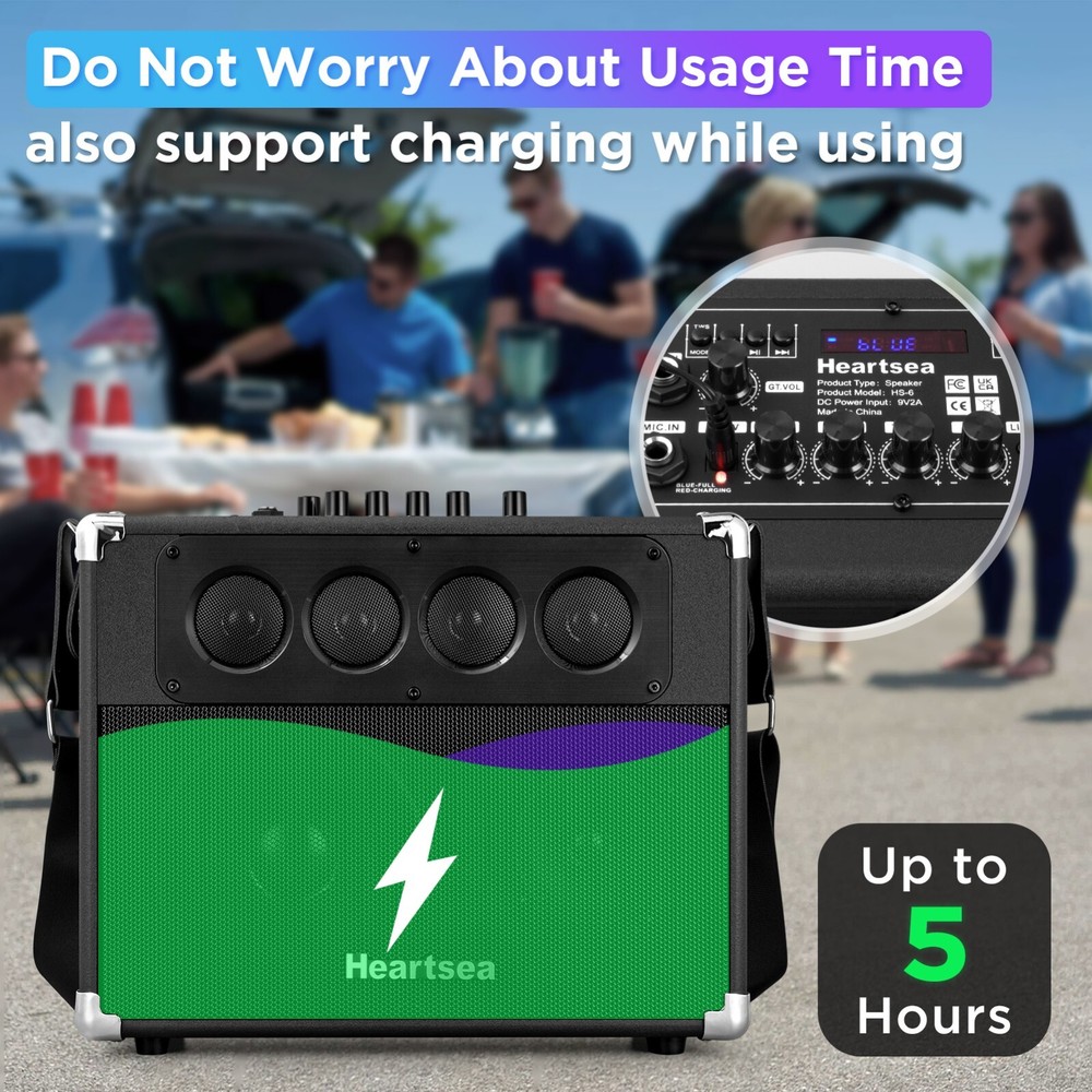 Portable Bluetooth Karaoke Machine with 2 Wireless Microphones
