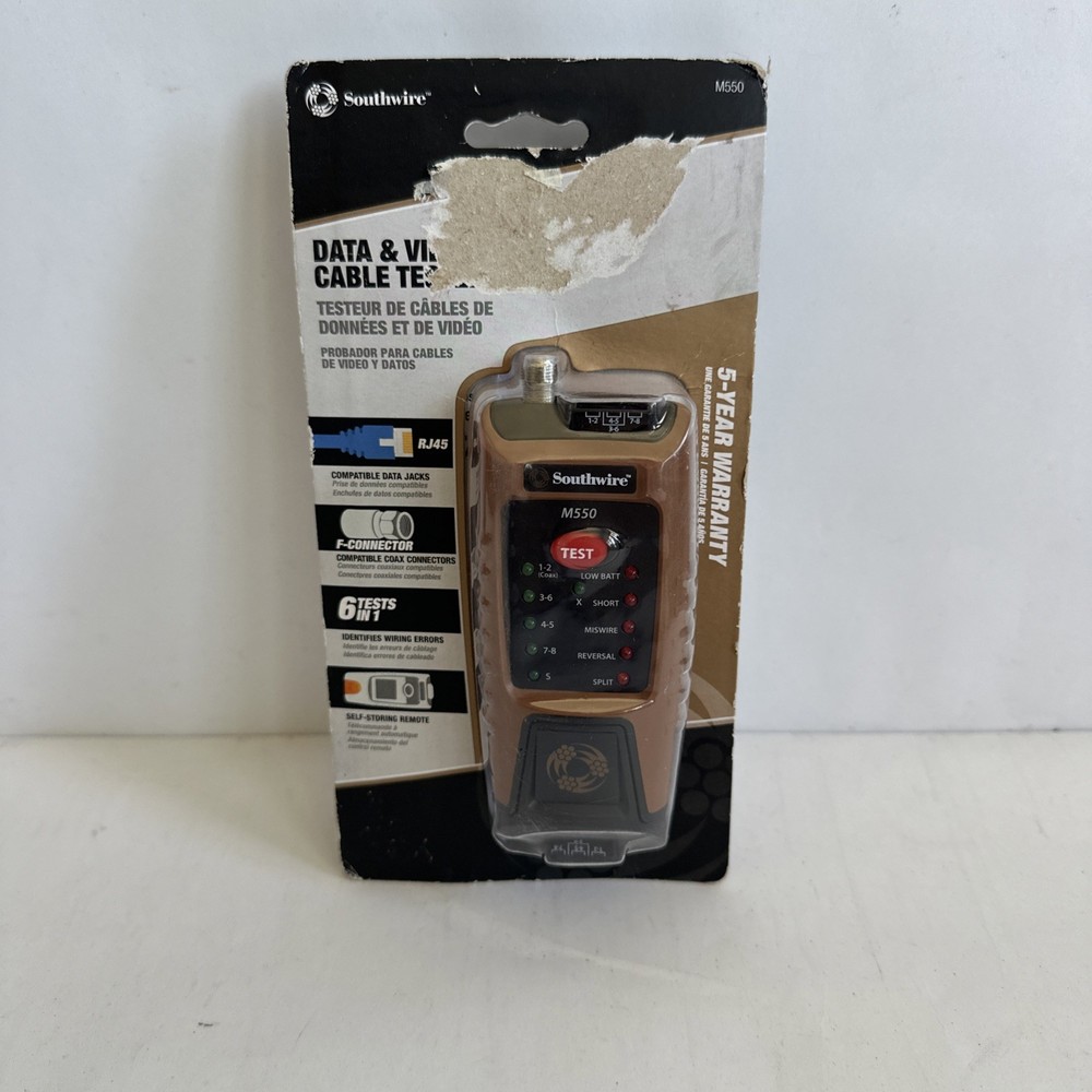 Southwire M550 Continuity Tester For Data & Coax RJ45 Compatible Data & Video