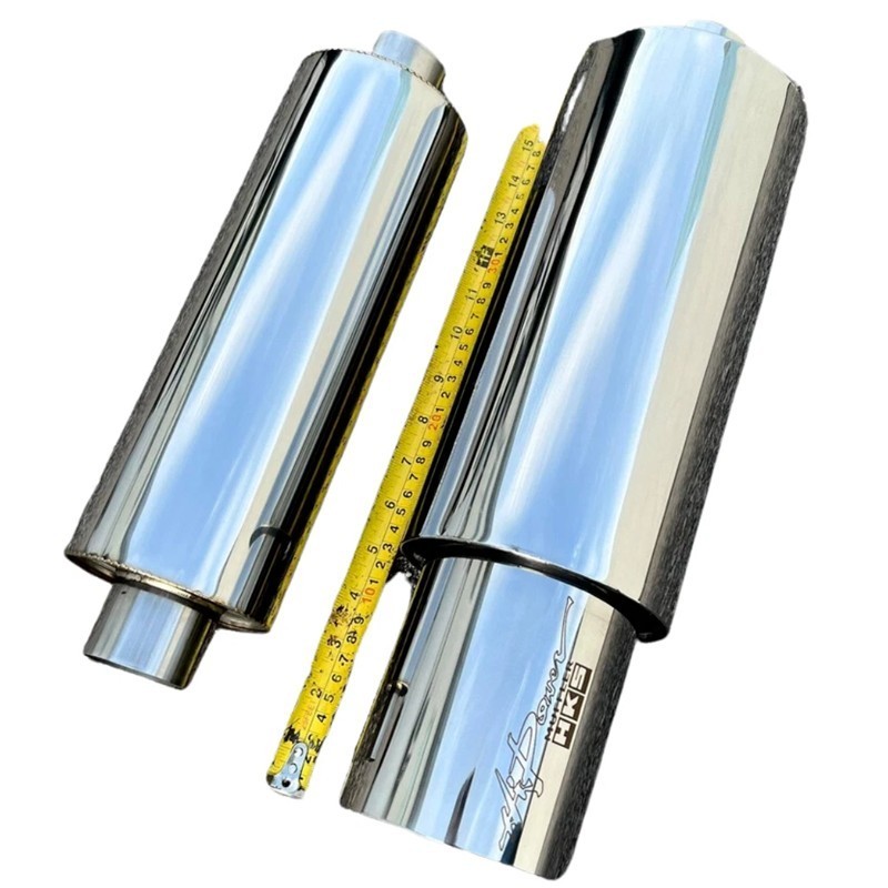 [Free Ship] HKS HI-POWER EXHAUST MUFFLER (OEM) Inlet 2.5'' Outlet 4'' Chrome