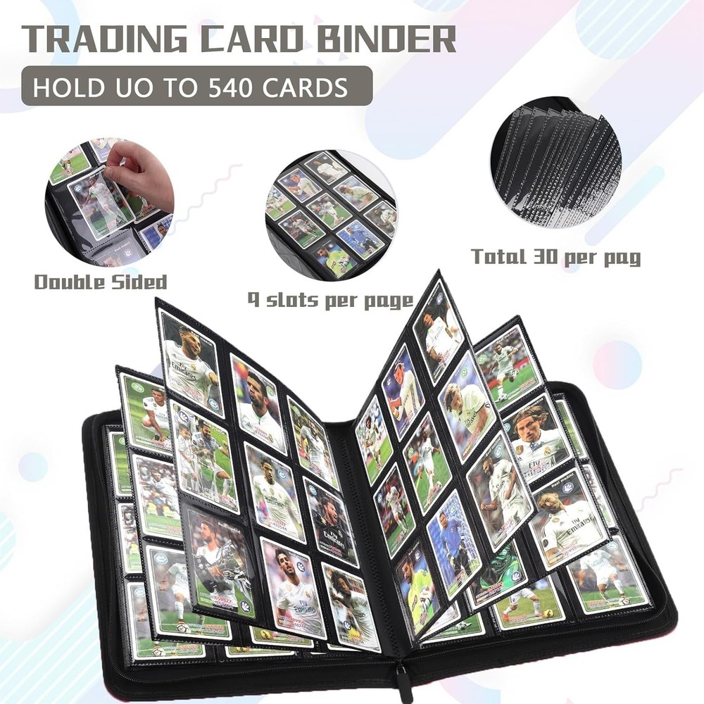 Toploader Binder, Holds 324 Toploaders, 9 Pockets, Top Loader Binder for Cards S