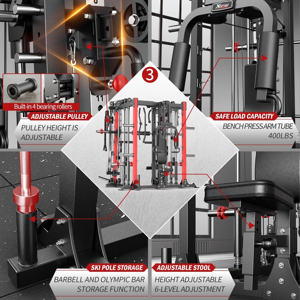 Smith Machine, Multi-Function Strength Training Cage, Suitable for Home Gyms