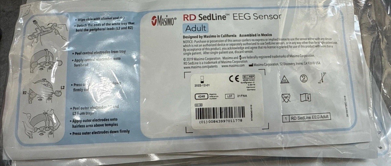 MASIMO 4248 RD Sedline EEG Sensor Expiration 2021/2022 1 Bag Of 20