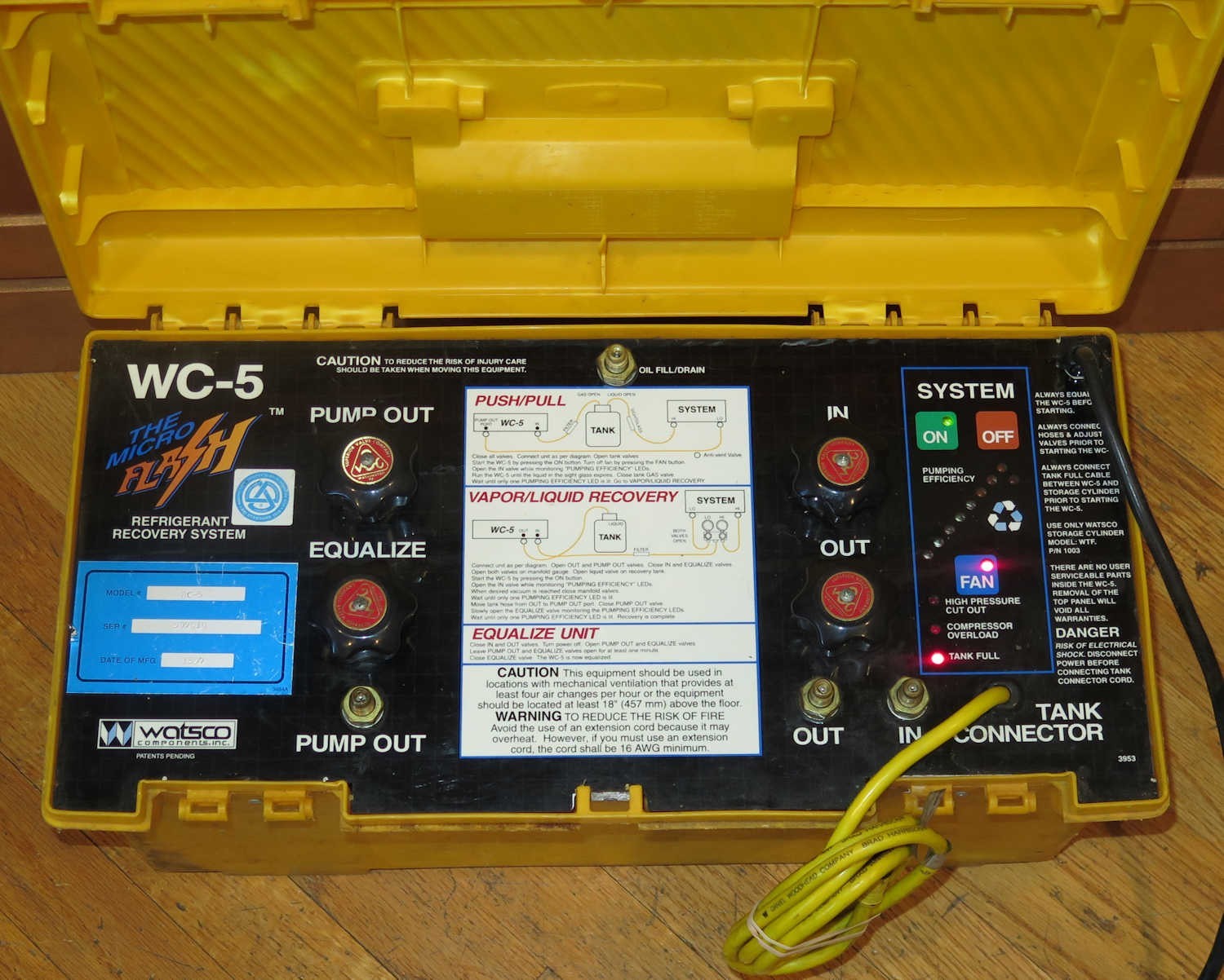 Watsco WC-5 Micro Flash Recovery Machine/System - Parts