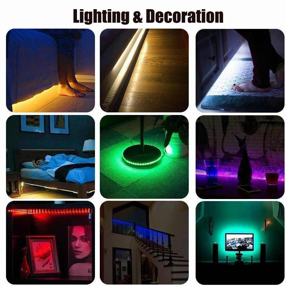 USB Powered RGB 5050 LED Light Strip Computer TV Backlight Remote Waterproof Kit