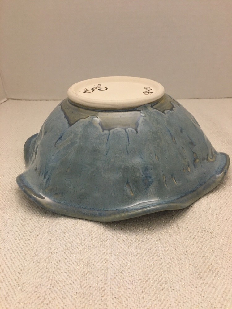 Jen Stein Art Pottery Bowl Decor Piece Chickadee Pattern