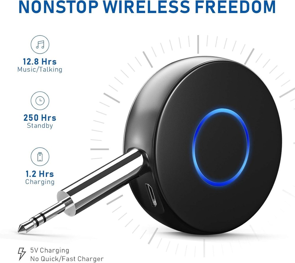 SONRU Bluetooth Aux Adapter for Car, Wireless Audio Receiver, Portable