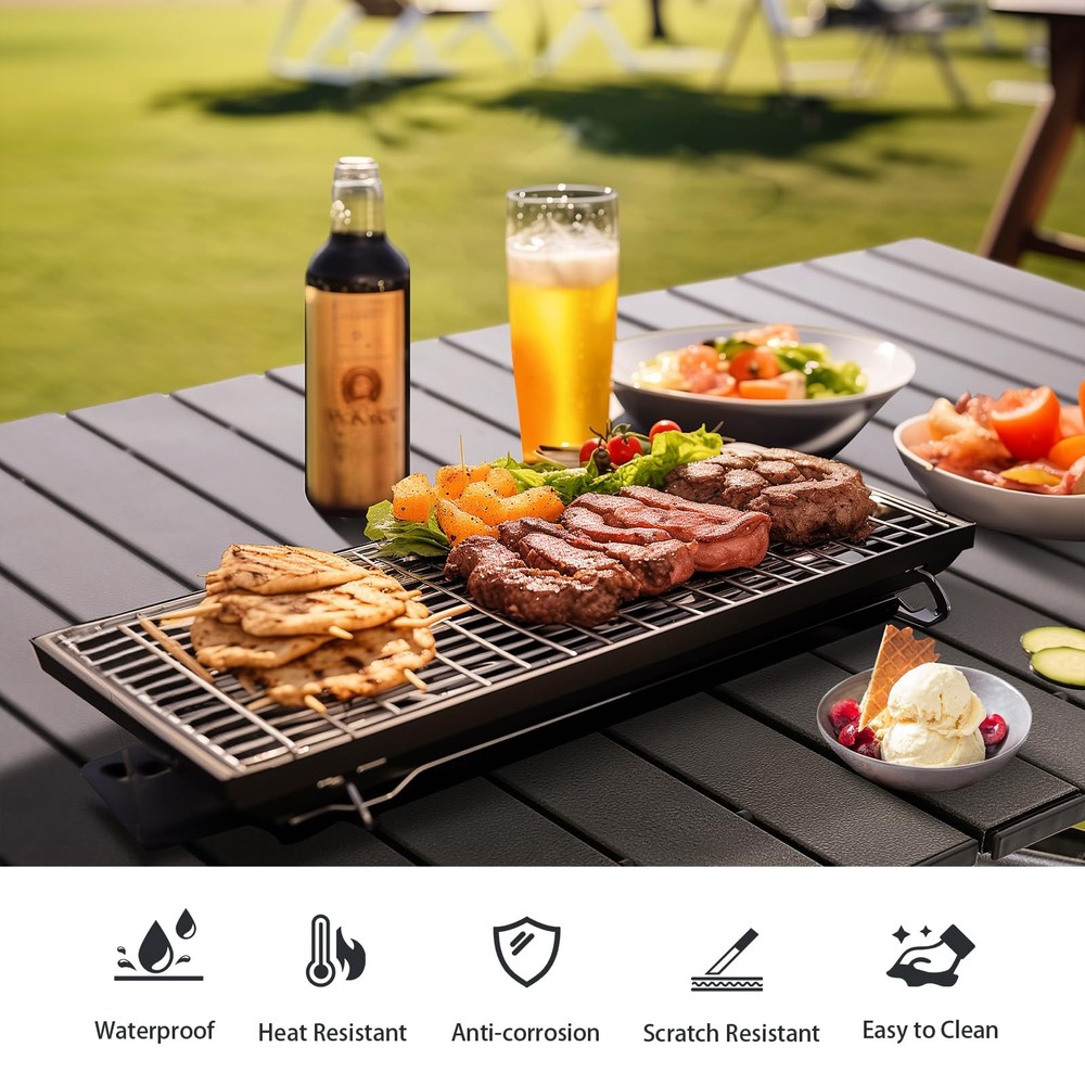 Folding Camping Table, Portable Roll-up Table with Adjustable Height, Large S...