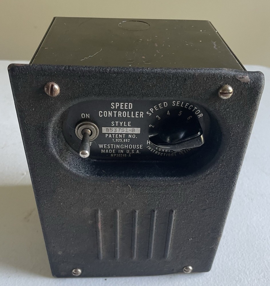Vintage Westinghouse Single Phase Speed Controller For 1/4hp Or Less
