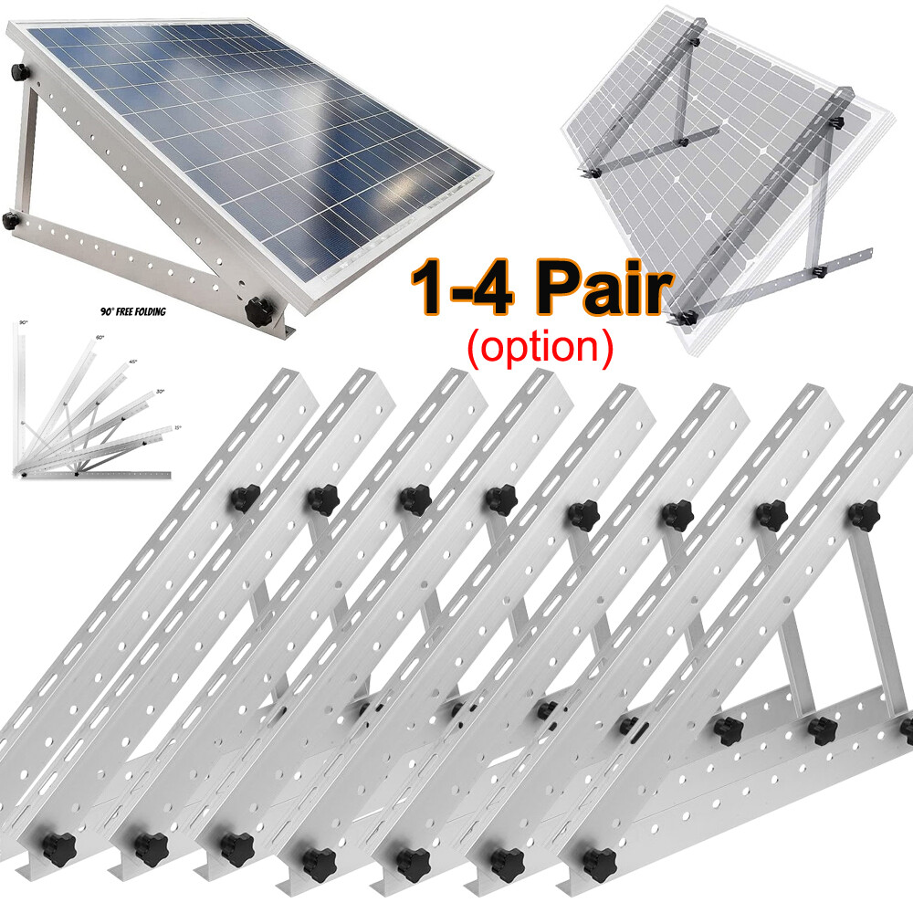 1-4Pair Solar Panel Mounting Brackets Adjustable Angle Roof Tilt Mount Bracket
