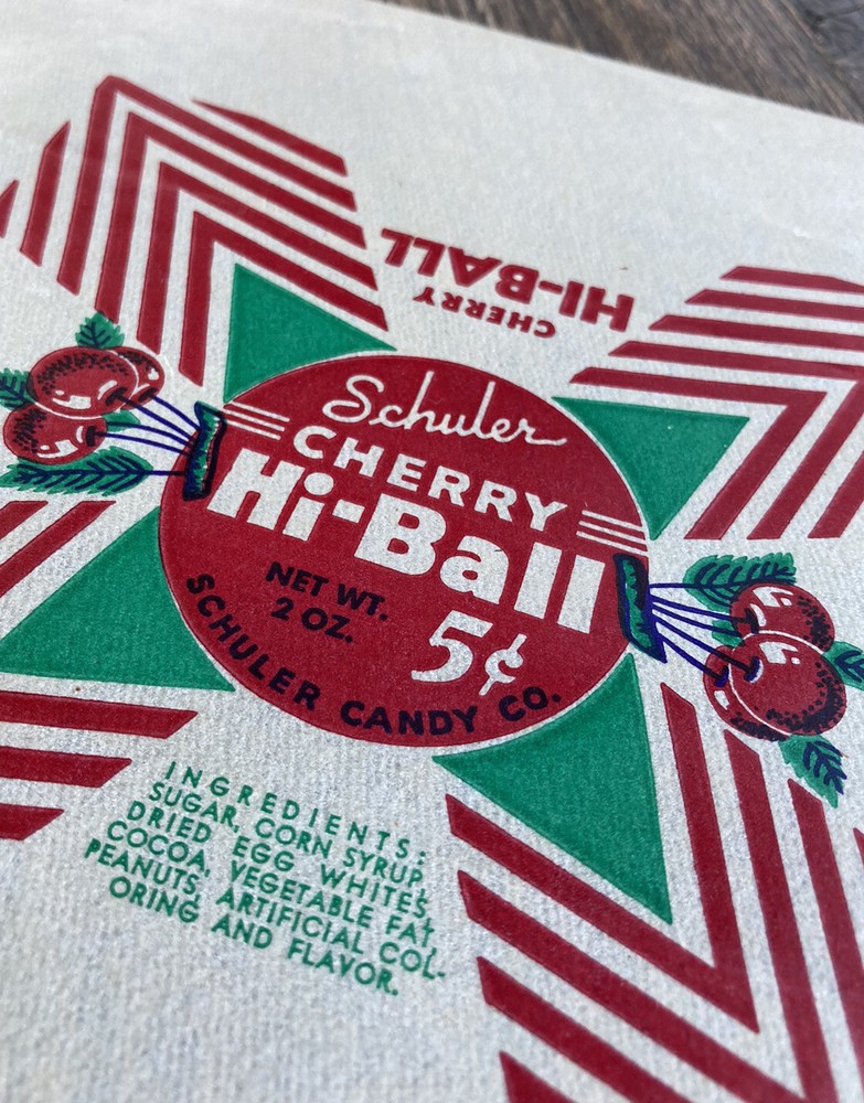 Vintage Candy Bar Wrapper Cherry Hi-Ball by Schuler Unused.