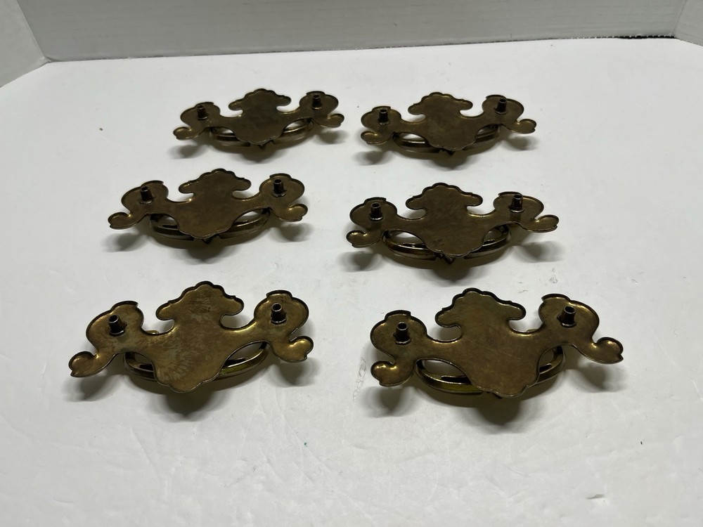 Vintage Lot (6) NOS Chippendale Style Drop Bail Drawer Pulls