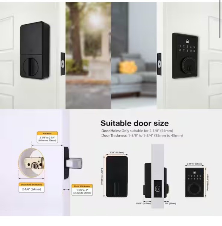 Square Aged Bronze Compact Touch Electronic Deadbolt