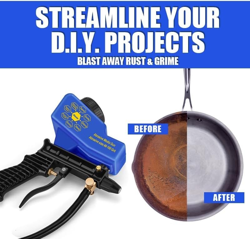 Sand Blaster Gun Kit – Portable Sandblaster for Air Compressor – Rust Removal &