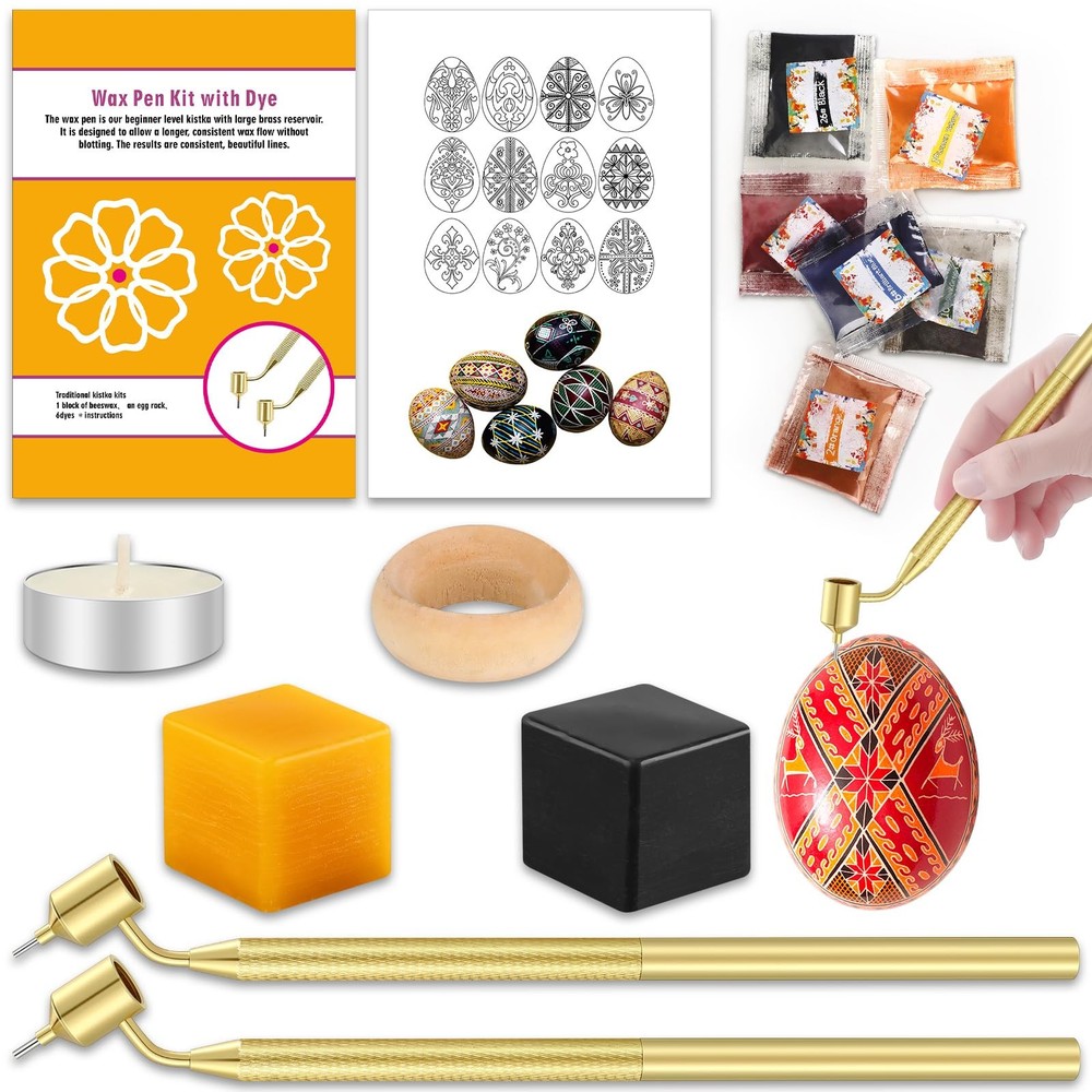 13 Pcs Easter Egg Decorating Kit, Square Beeswax Fluid Writer Paint Applicato...