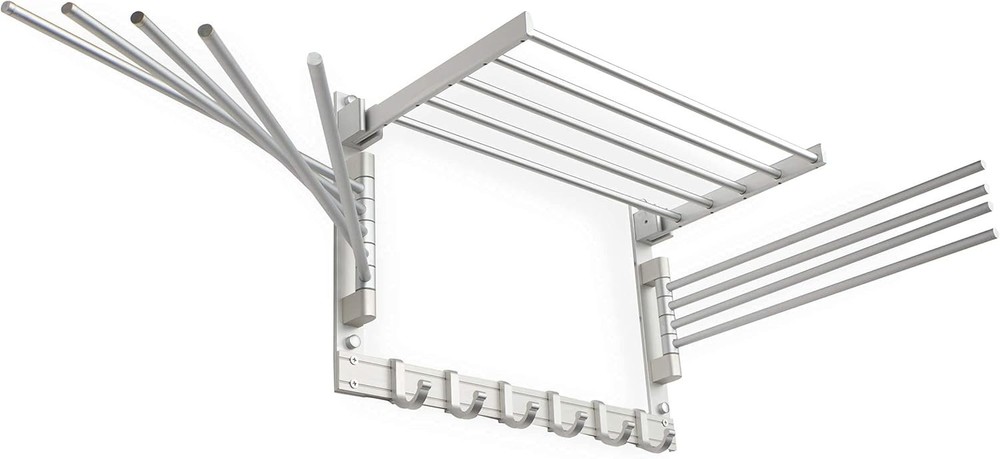 Elegant 17" Wall-Mounted Laundry Drying Rack in Silver - Durable & Space-Saving