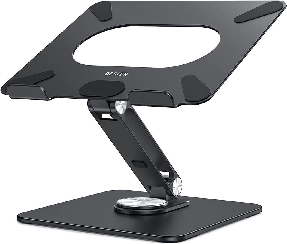LSX7 Laptop Stand with 360 Rotating Base, Ergonomic Adjustable Notebook Riser Ho