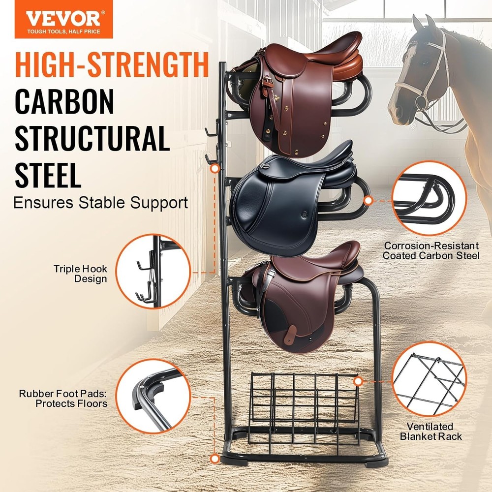 Multi-Functional Freestanding Saddle Blanket Holder with Durable Construction