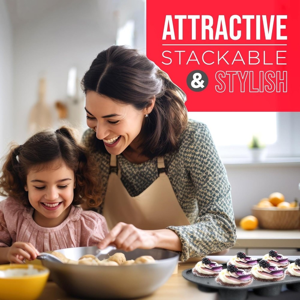 Bakeware Sets Nonstick Carbon Steel Baking Sheet & Pans Stackable 10-Piece
