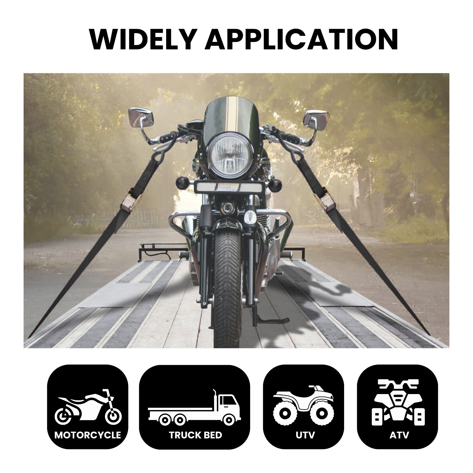 12PK Cam Buckle Tie-Down Straps w/S Hook Soft Loops Heavy Duty Motorcycle Straps