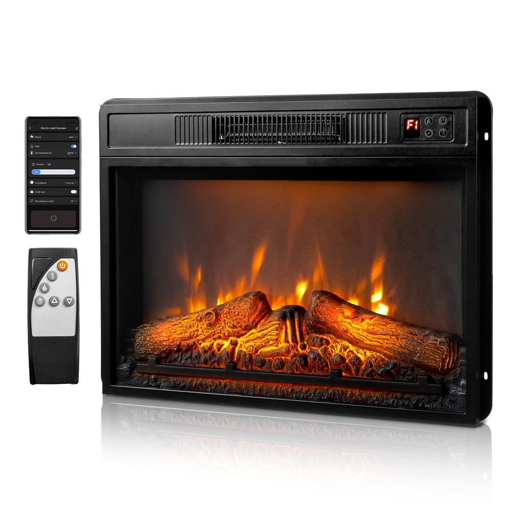 23" Home Embedded Fireplace Electric Insert Heater Flame Remote Space Keep Warm