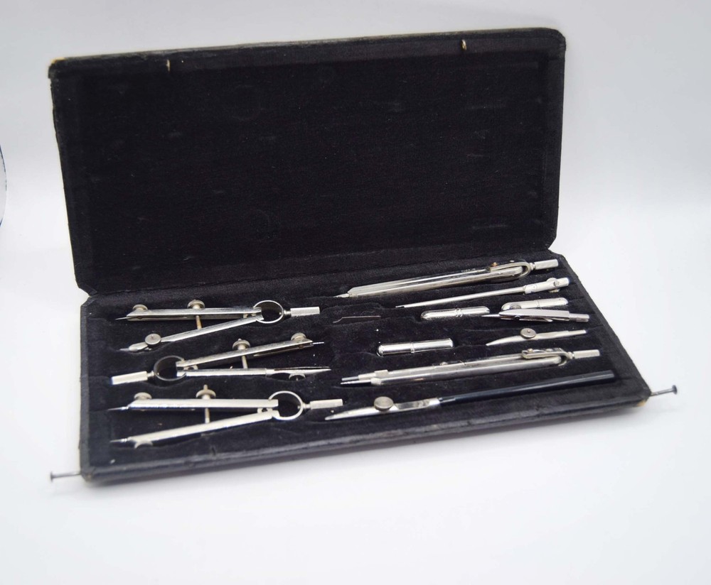 Antique Anker Drawing Instrument COMPLETE Set - Precision Compass Technical