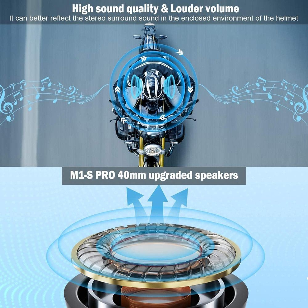 Motorcycle Bluetooth Intercom, Music Sharing, M1S Pro 2000M 10 Riders Group Helm