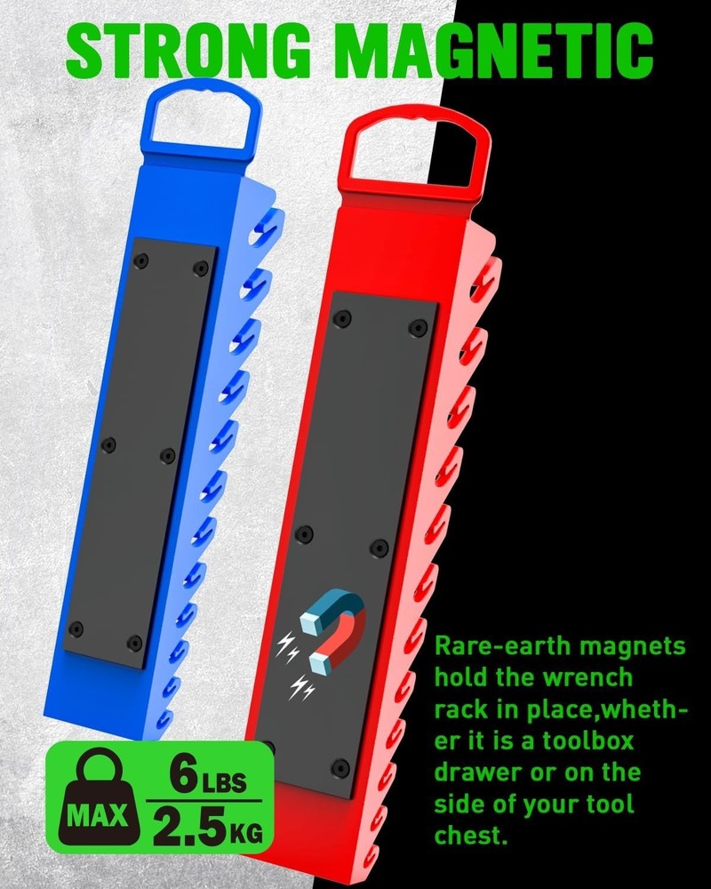 Versatile 2-Piece Magnetic Wrench Holder - Secure & Sturdy Tool Organization
