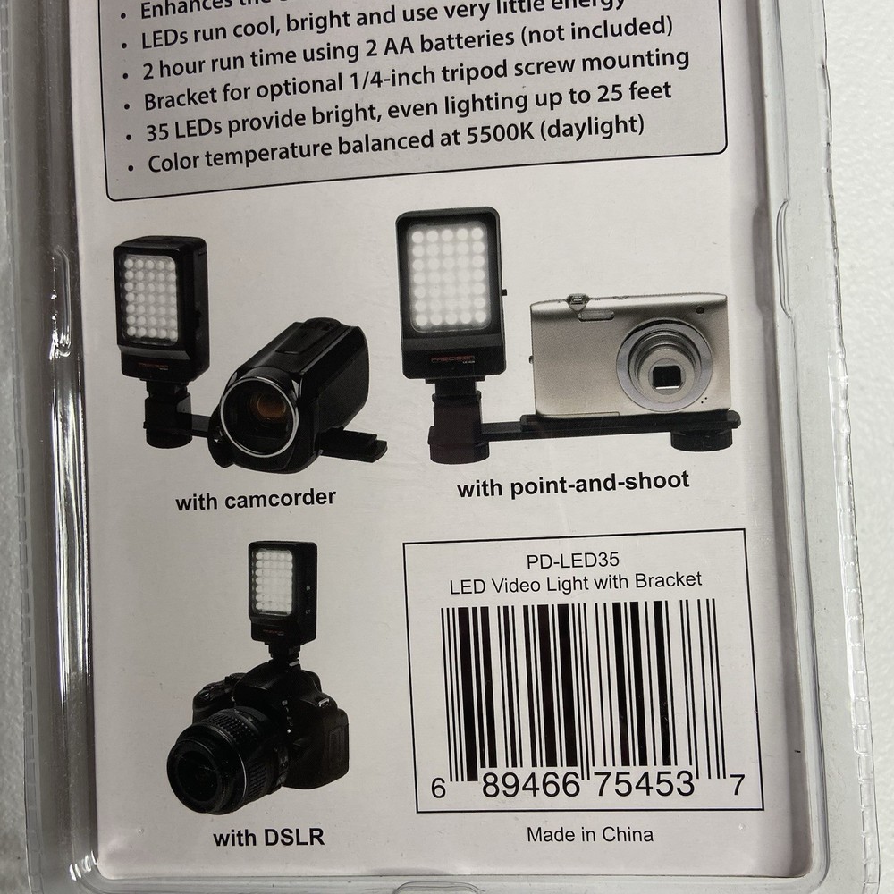 New Precision Design Digital Camera/Camcorder Led Video Light w/Bracket