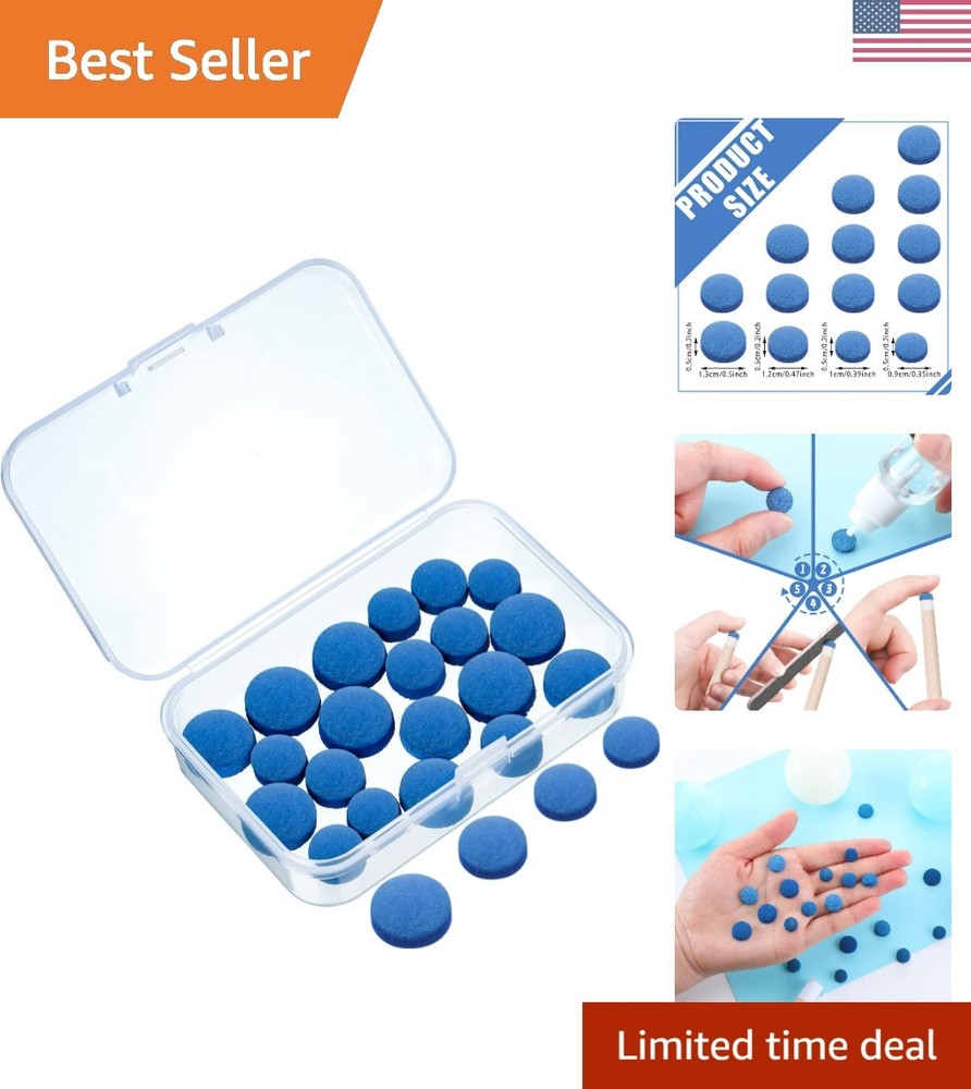 20 Pcs Billiard Pool Cue Tips Replacement Kit Pool Stick Tips with Storage Bo...