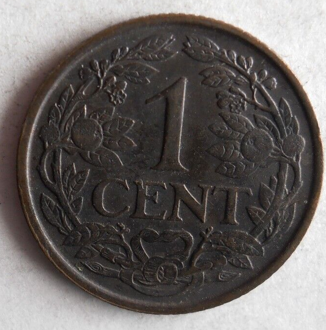 1925 NETHERLANDS CENT - Excellent Coin - FREE SHIP - Bin #401