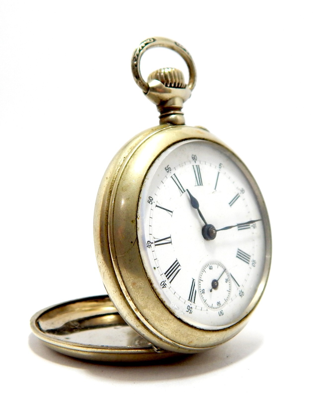 Pocket Watch Open Face Dial Porcelain Case Steel 50mm 1920c To Restore Parts