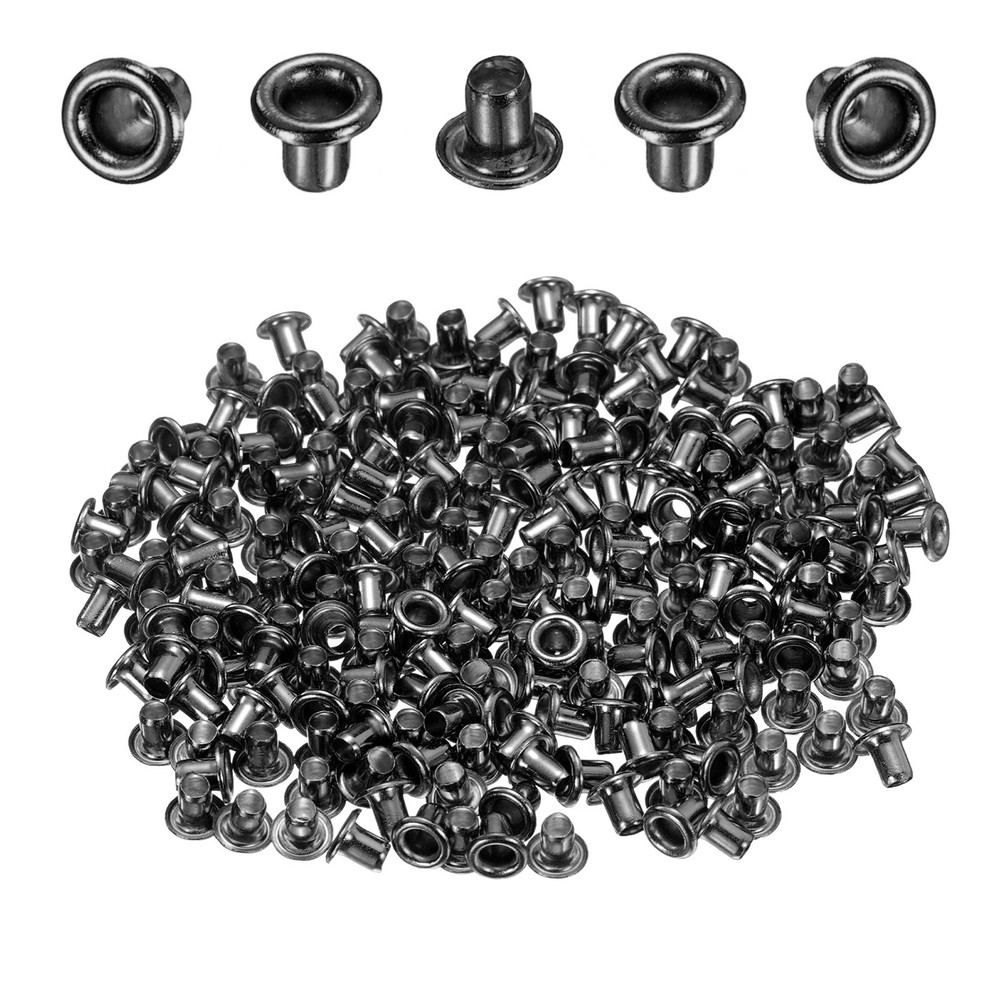 100Pcs Grommets Eyelets Kit 2mm Brass Eyelets, Black