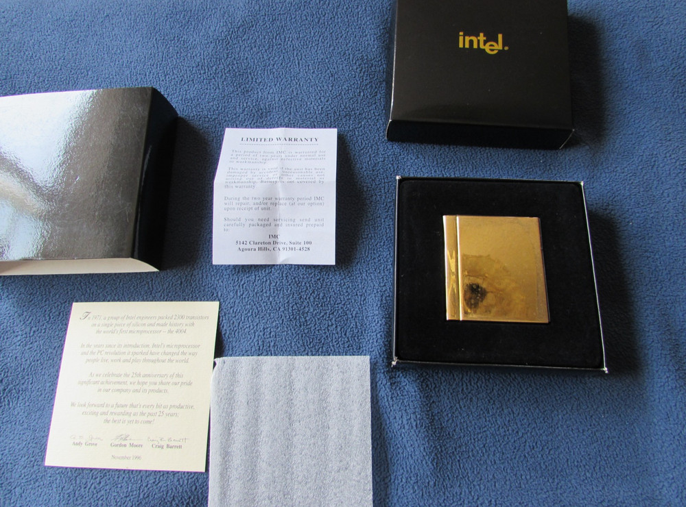 Intel 4004 First Microprocessor Anniversary Clock 1996 Gordon Moore SIGNED CARD