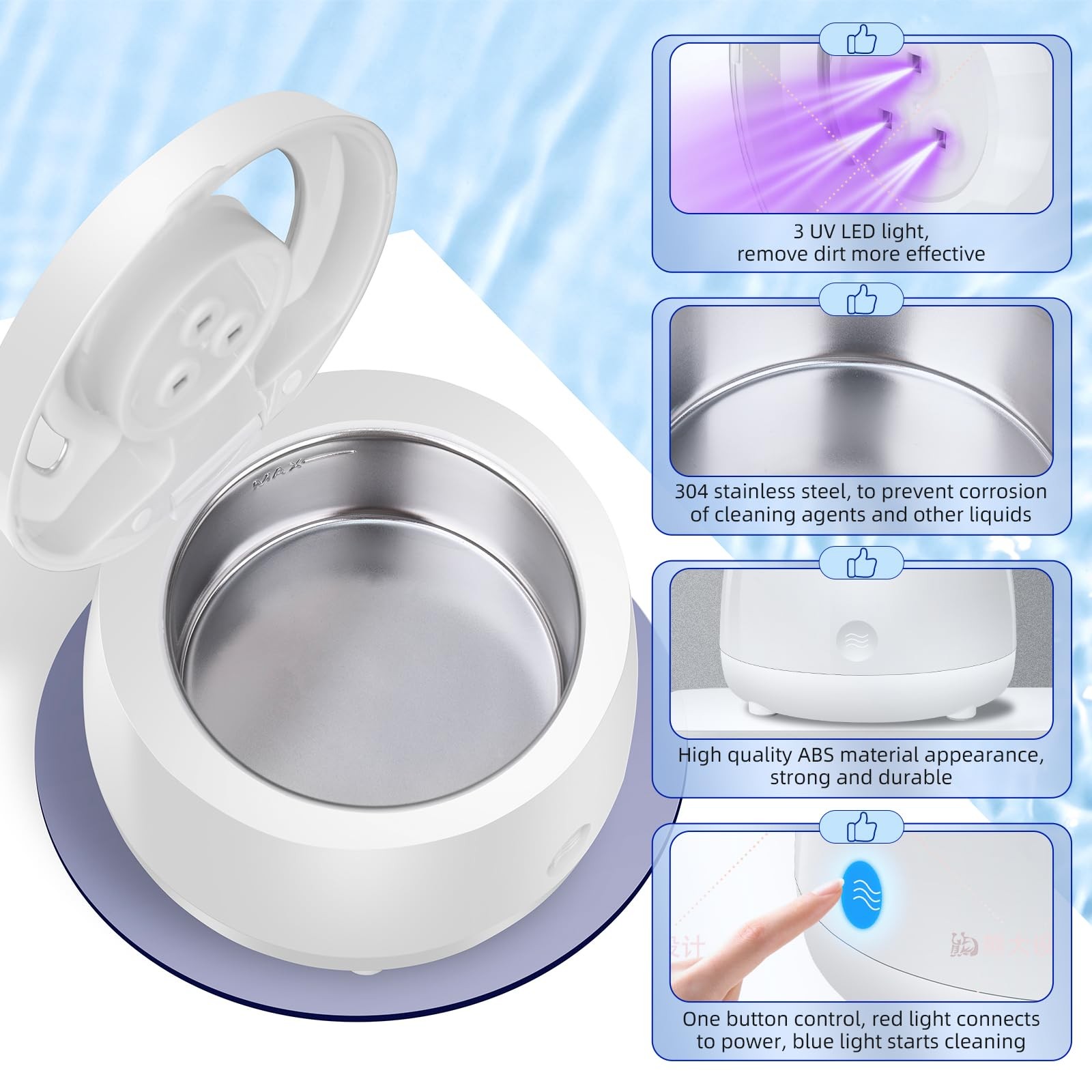 Ultrasonic Retainer Cleaner,Denture Cleaner Machine for Night Guard,Mouth Gua...