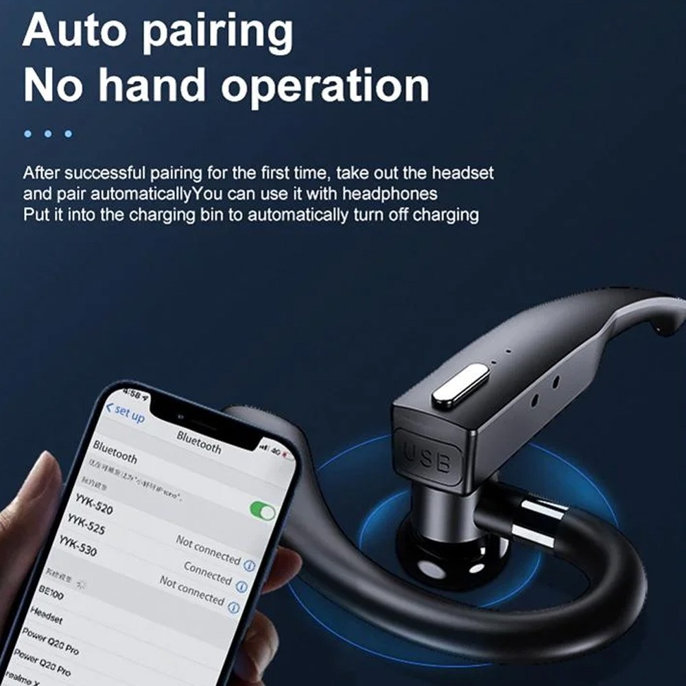 Bluetooth Headset Wireless Bluetooth Earpiece with 500mAh Charging Case 72 Hours