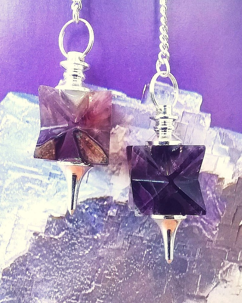 AMETHYST Dowsing Pendulum, CRYSTAL MERKABA PENDULUM, PURPLE Merkaba Pendulum