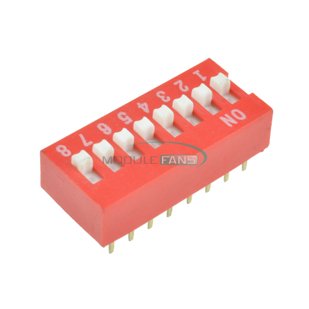 50PCS Slide Type Switch Module 2.54mm 8-Bit 8 Position Way DIP Pitch Red