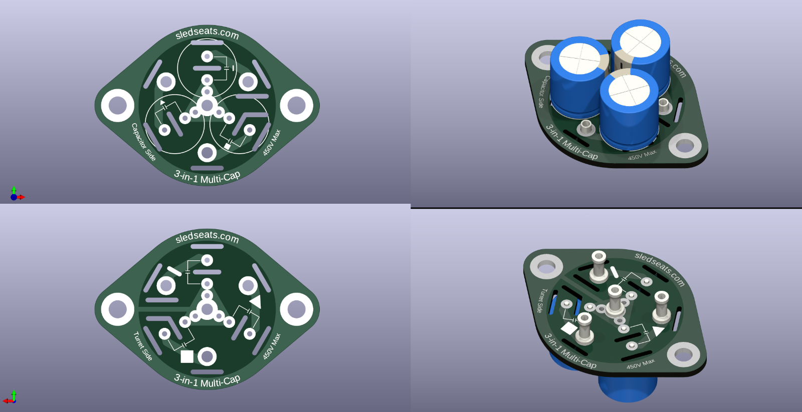 Multi Sector Section Capacitor Circuit Board KIT 450V up to three Capacitors 3-1