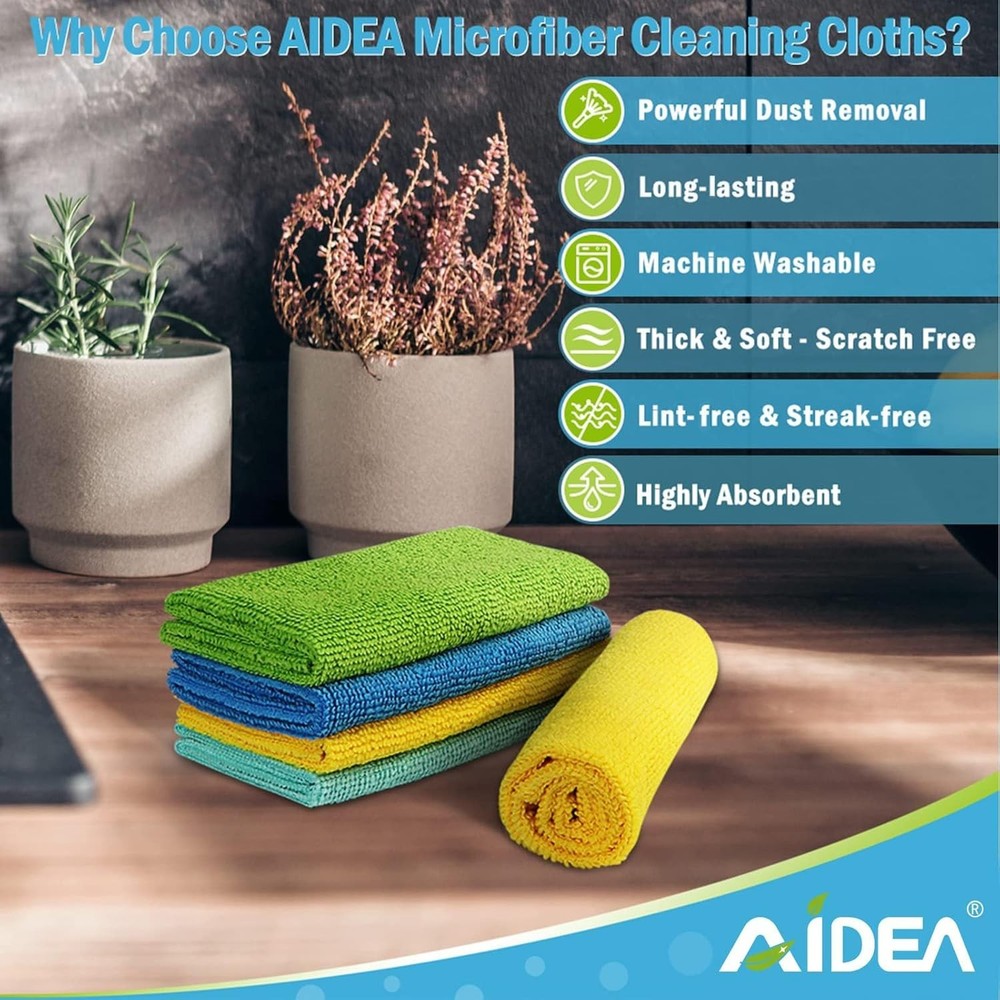 Versatile 10PK Microfiber Cleaning Towels – Machine-Washable & Eco-Friendly
