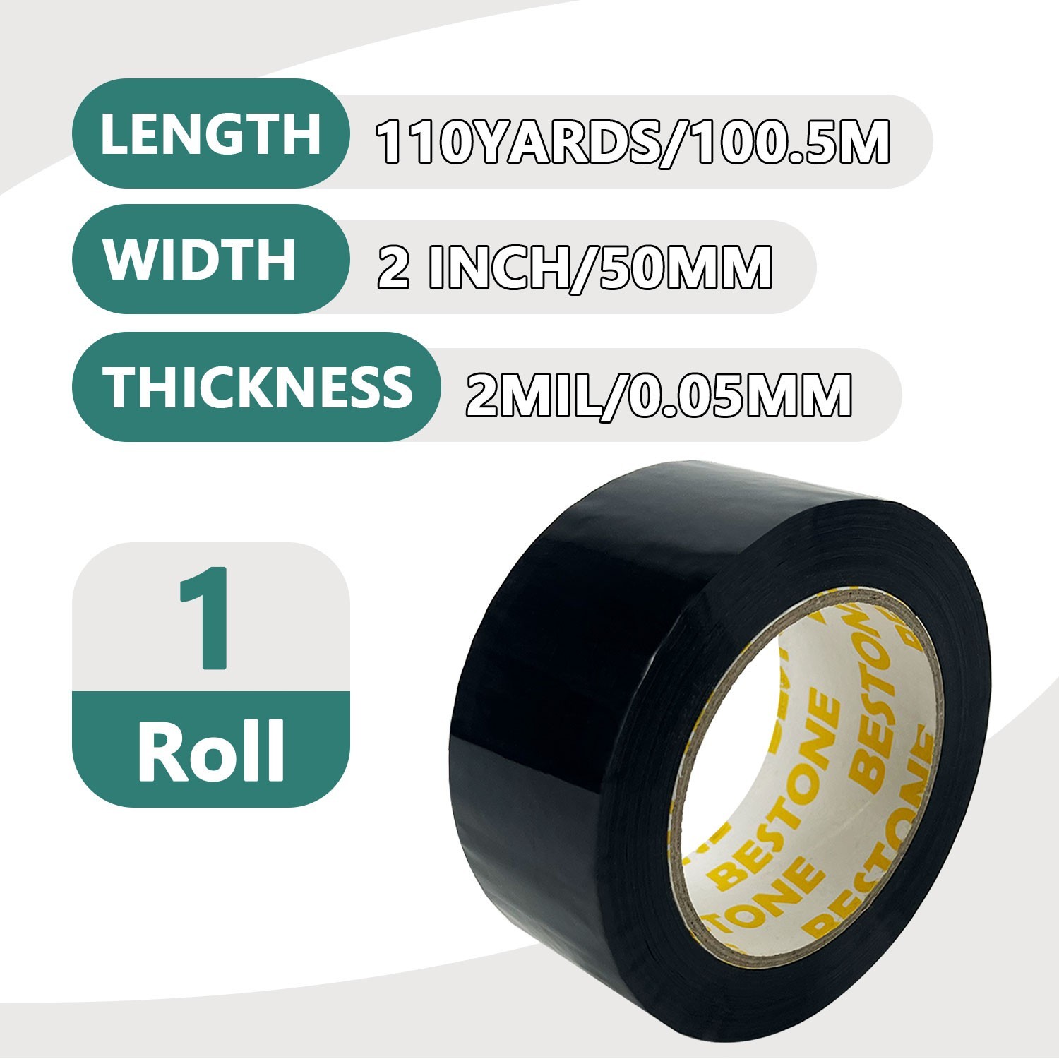 1-36 Rolls Black Shipping Packaging Box Packing Sealing Tape -2 mil 2"x110 Yard
