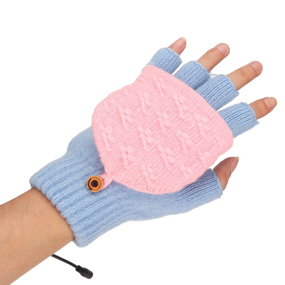 USB Heating Full Finger Half Fingerless Double Sided Heating Soft Hand