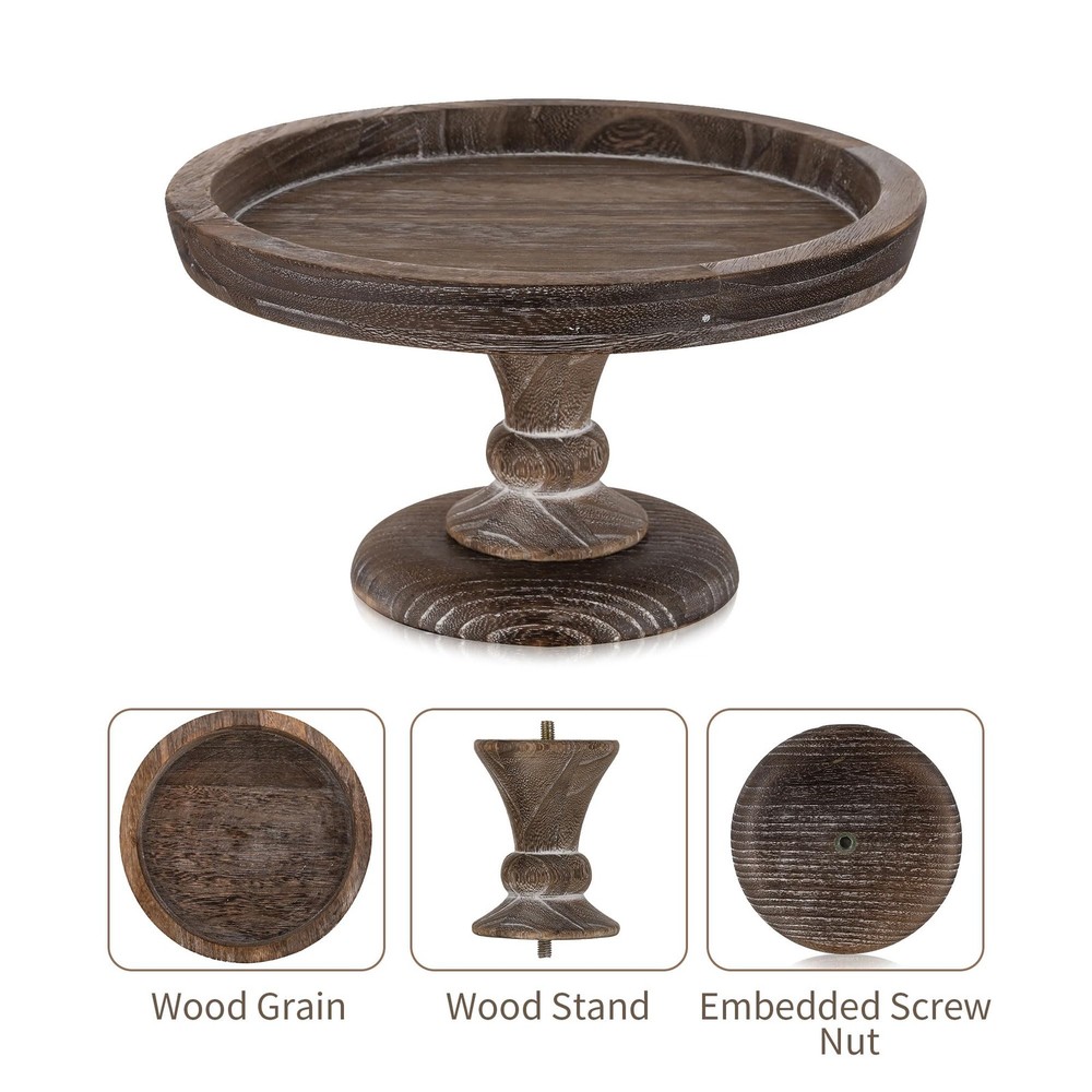 Display Riser for Farmhouse Decor: Rustic Wooden Risers Round Decorative Pede...